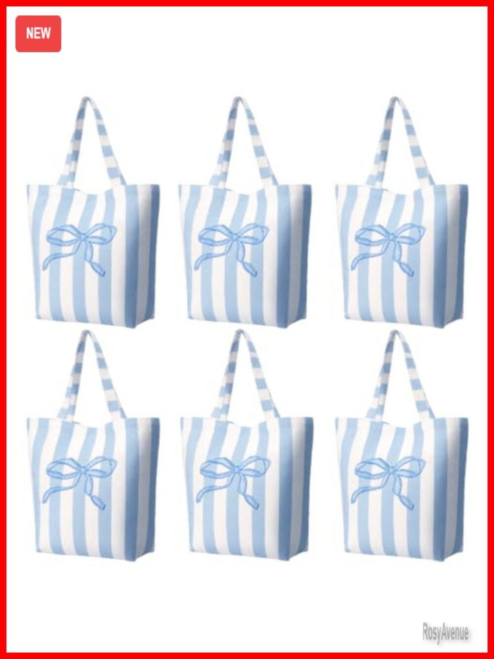 Canvas Tote Bag Set Striped Reusable Bridesmaid Beach Wedding